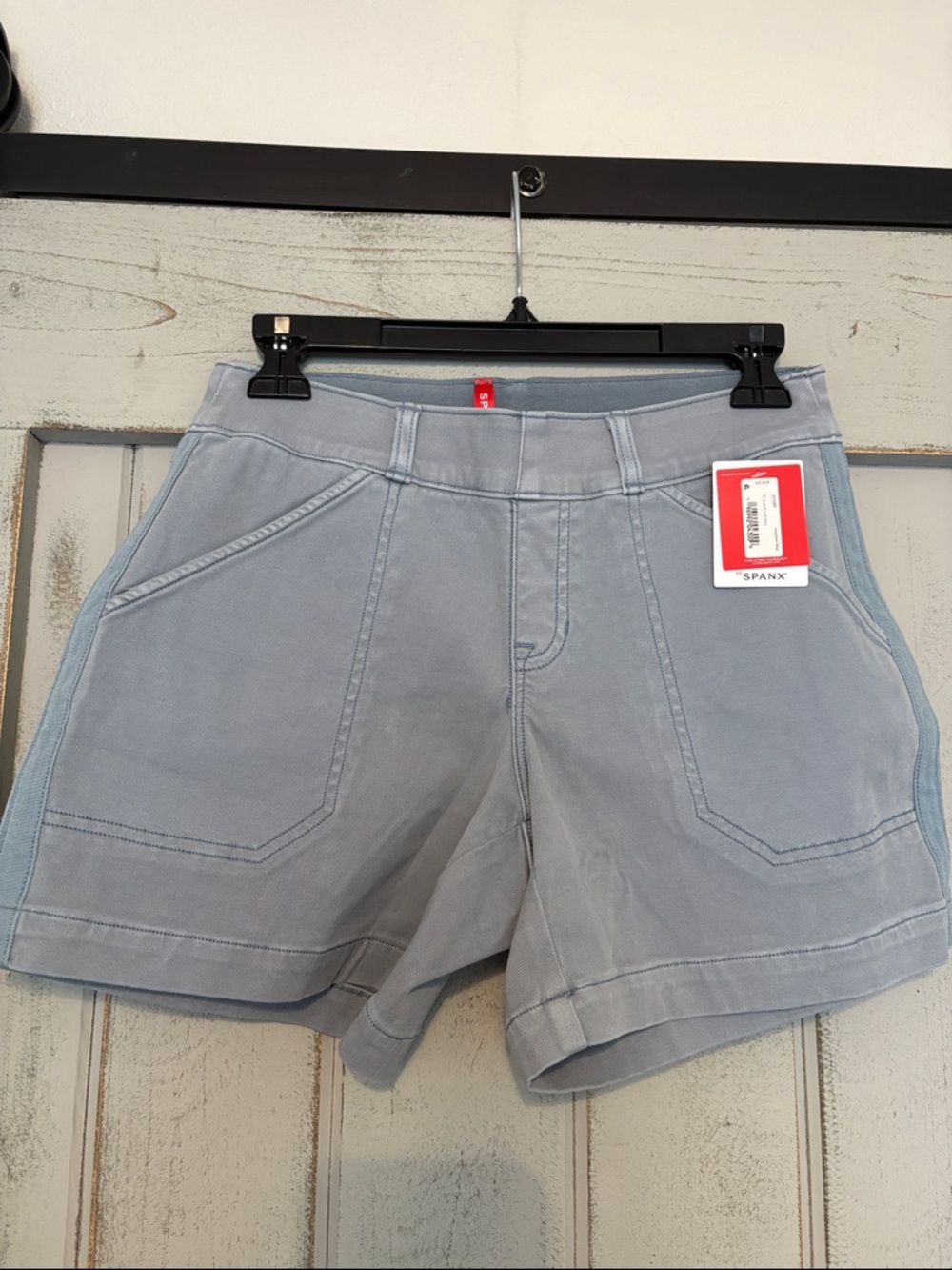 SPANX Light Blue stretch twill Pull-On Women's Shorts